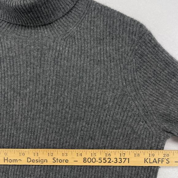 SAKS FIFTH AVENUE Sweater Womens L 100% Cashmere Turtleneck Ribbed Pullover Gray - Picture 10 of 12